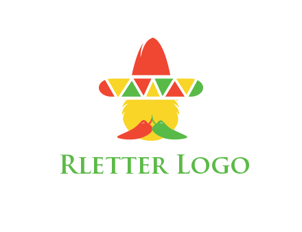 polygonal Mexican hat with chilies as moustache 