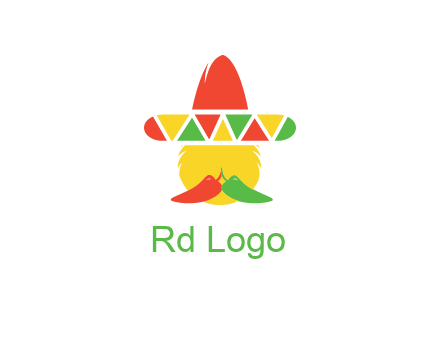 polygonal Mexican hat with chilies as moustache 