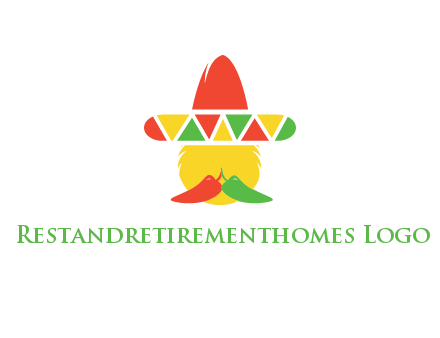 polygonal Mexican hat with chilies as moustache 