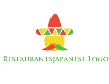 polygonal Mexican hat with chilies as moustache 