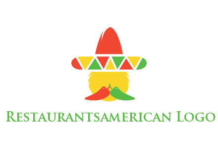 polygonal Mexican hat with chilies as moustache 