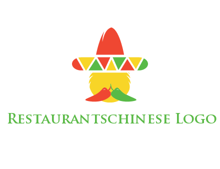 polygonal Mexican hat with chilies as moustache 