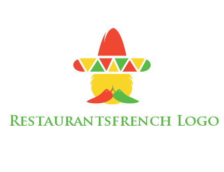 polygonal Mexican hat with chilies as moustache 