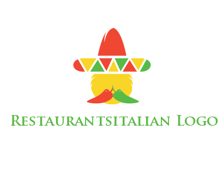 polygonal Mexican hat with chilies as moustache 