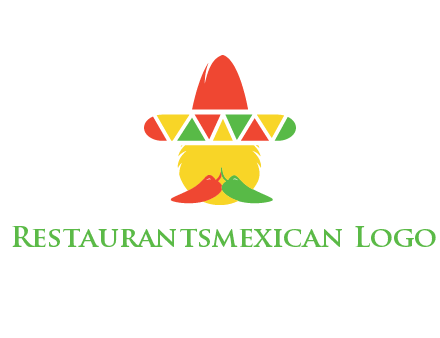 polygonal Mexican hat with chilies as moustache 