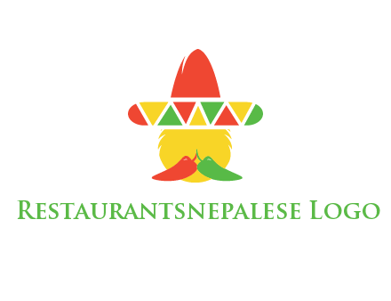 polygonal Mexican hat with chilies as moustache 