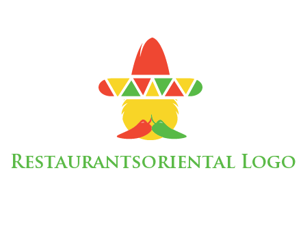 polygonal Mexican hat with chilies as moustache 