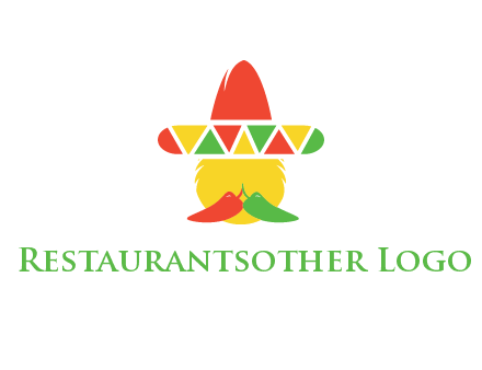 polygonal Mexican hat with chilies as moustache 