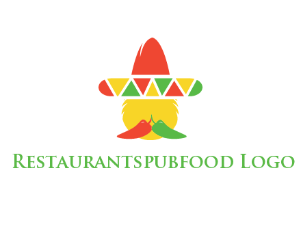 polygonal Mexican hat with chilies as moustache 