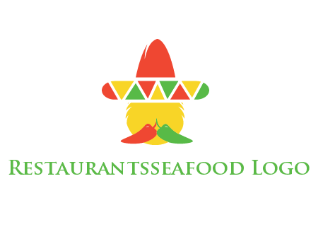 polygonal Mexican hat with chilies as moustache 