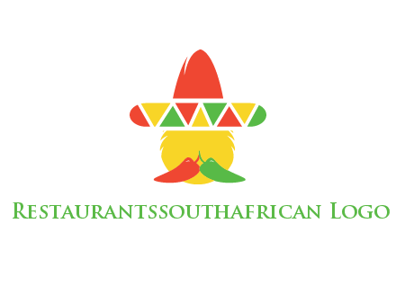 polygonal Mexican hat with chilies as moustache 