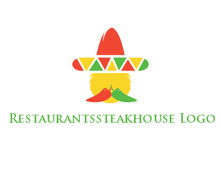 polygonal Mexican hat with chilies as moustache 