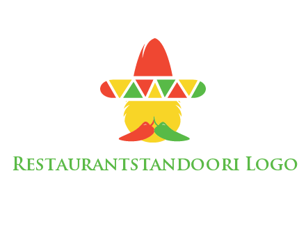 polygonal Mexican hat with chilies as moustache 