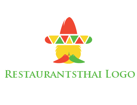 polygonal Mexican hat with chilies as moustache 