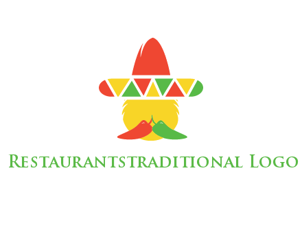 polygonal Mexican hat with chilies as moustache 