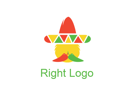 polygonal Mexican hat with chilies as moustache 