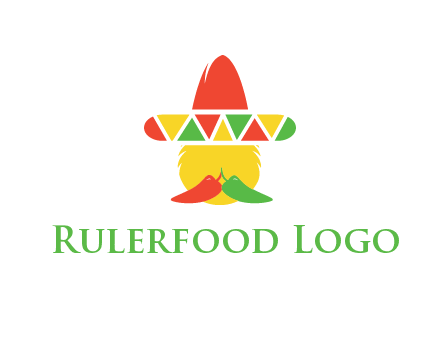 polygonal Mexican hat with chilies as moustache 