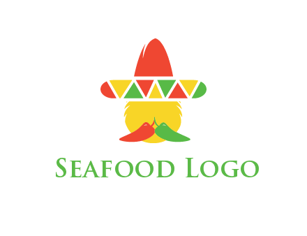 polygonal Mexican hat with chilies as moustache 