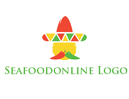 polygonal Mexican hat with chilies as moustache 
