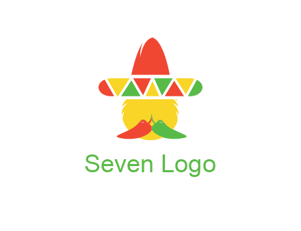 polygonal Mexican hat with chilies as moustache 