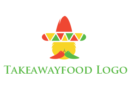 polygonal Mexican hat with chilies as moustache 