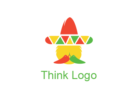 polygonal Mexican hat with chilies as moustache 