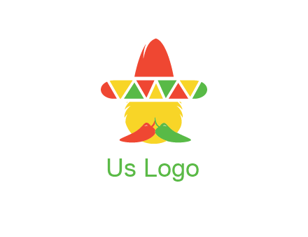 polygonal Mexican hat with chilies as moustache 