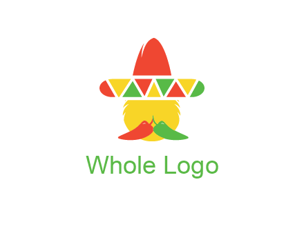 polygonal Mexican hat with chilies as moustache 