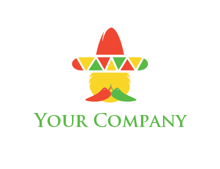 polygonal Mexican hat with chilies as moustache 