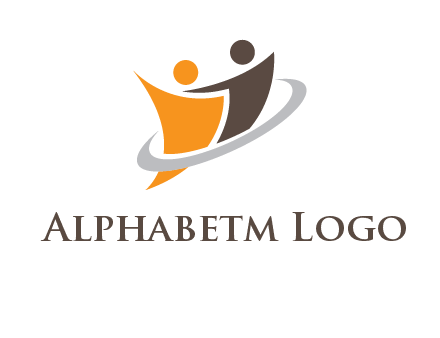 two people with circle swoosh icon