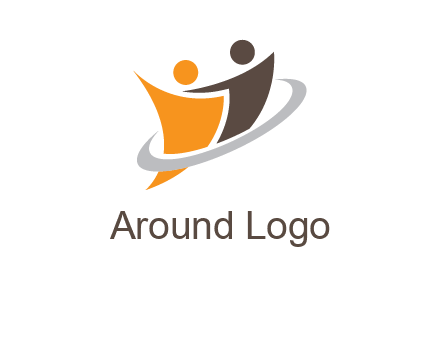 two people with circle swoosh icon