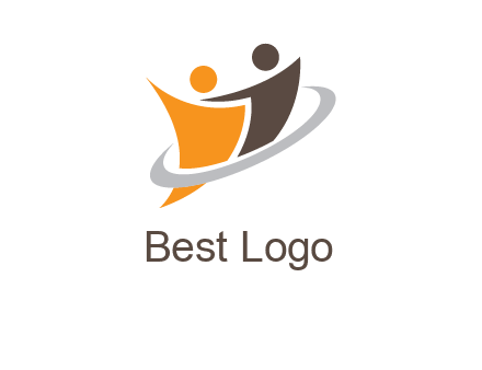 two people with circle swoosh icon