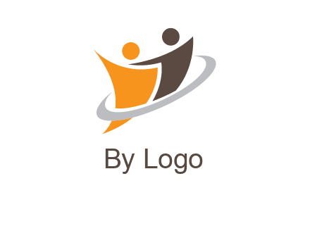 two people with circle swoosh icon