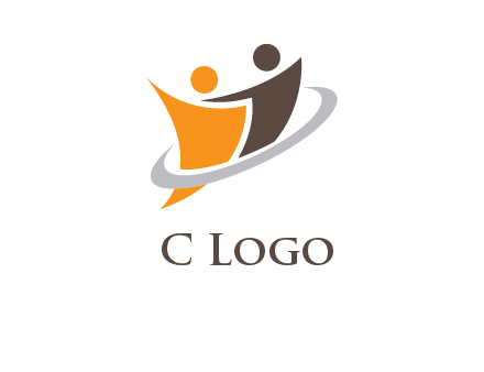 two people with circle swoosh icon