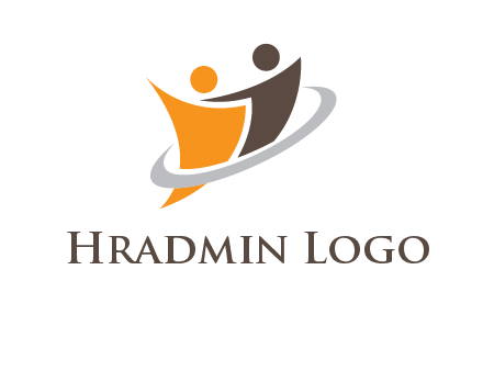 two people with circle swoosh icon