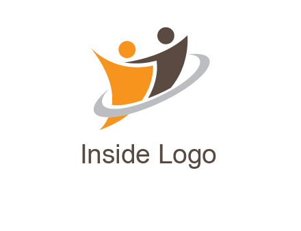two people with circle swoosh icon