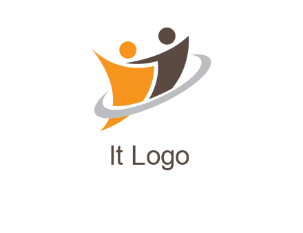 two people with circle swoosh icon
