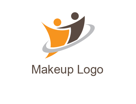 two people with circle swoosh icon