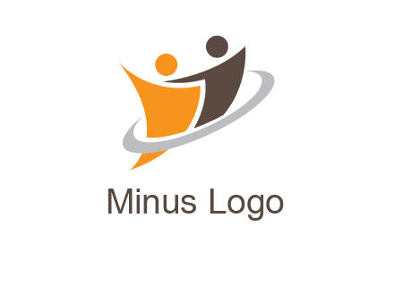 two people with circle swoosh icon