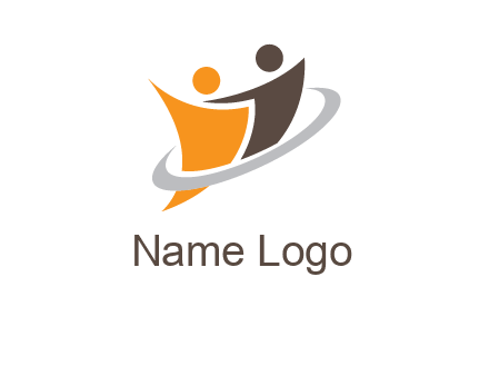two people with circle swoosh icon