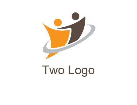 two people with circle swoosh icon
