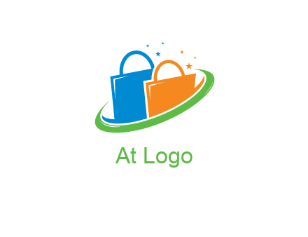 shopping bags with swoosh and stars