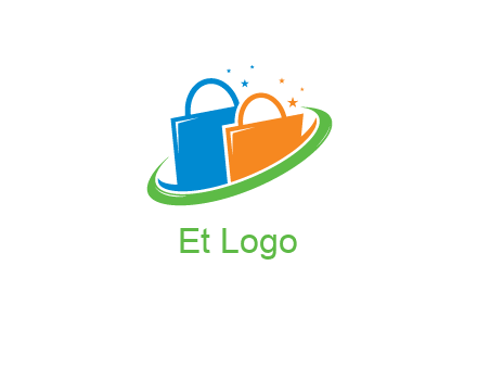 shopping bags with swoosh and stars