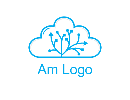 line art cloud with arrows and network lines