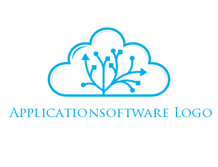 line art cloud with arrows and network lines