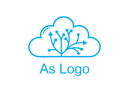line art cloud with arrows and network lines