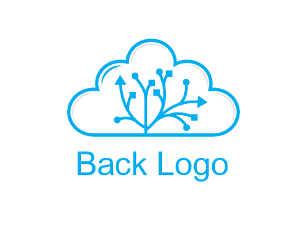 line art cloud with arrows and network lines
