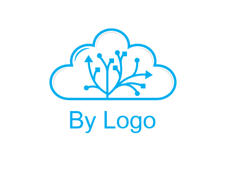 line art cloud with arrows and network lines