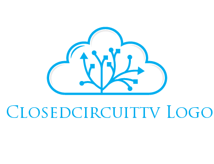 line art cloud with arrows and network lines