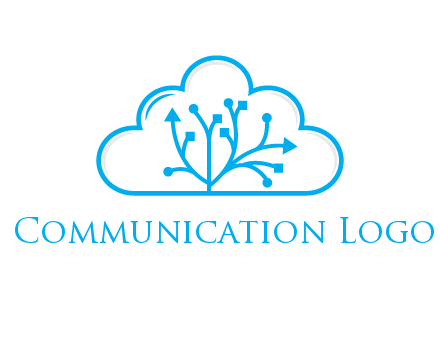 line art cloud with arrows and network lines